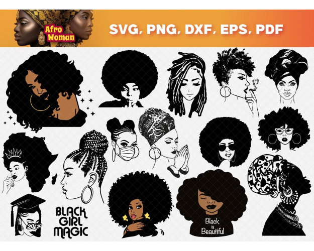 Afro Woman SVG Bundle, Black Woman Svg, African American Svg