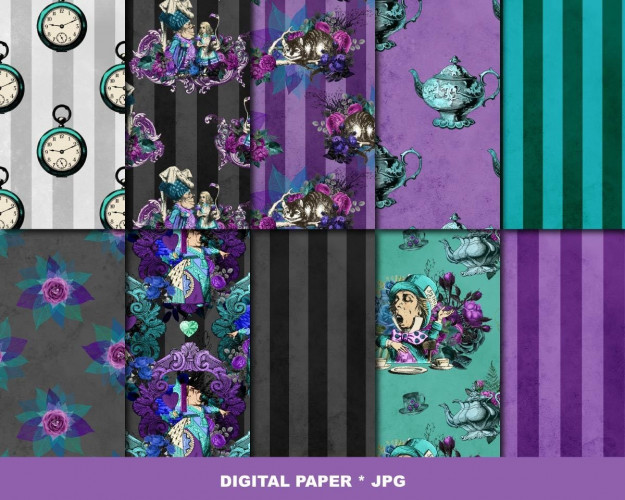 Alice In Wonderland Digital Paper 