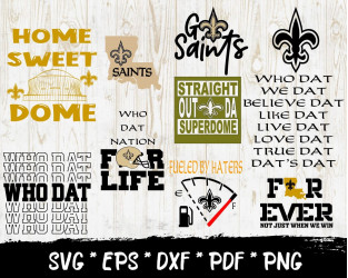 New Orleans Saints Set Design SVG Files, Cricut, Silhouette Studio