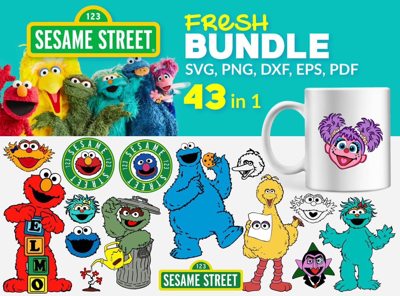 Cookie Monster - 1st Birthday Bundle - Sesame Street - SVG Cut Files