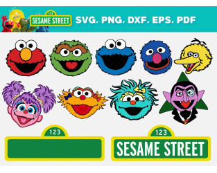 Cookie Monster Cartoon SVG, Sesame Street Monster SVG PNG DXF cut file