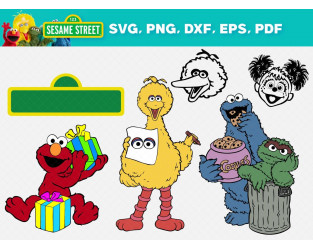 Sesame Street SVG Files for Cricut, Cookie Monster Clipart & Elmo SVG