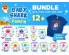 Shark Family T Shirt Design SVG Bundle 12+