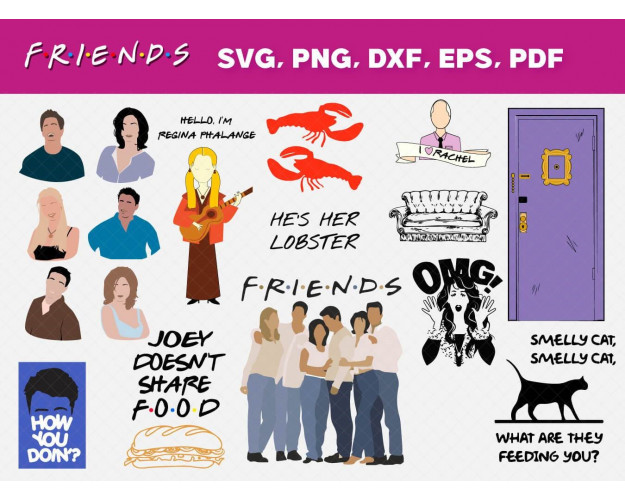 Friends TV Show SVG Bundle, Friends Cricut Designs, Friends Clipart, Digital Friends SVG, SVG Cut Files Friends, Customizable Friends SVG,