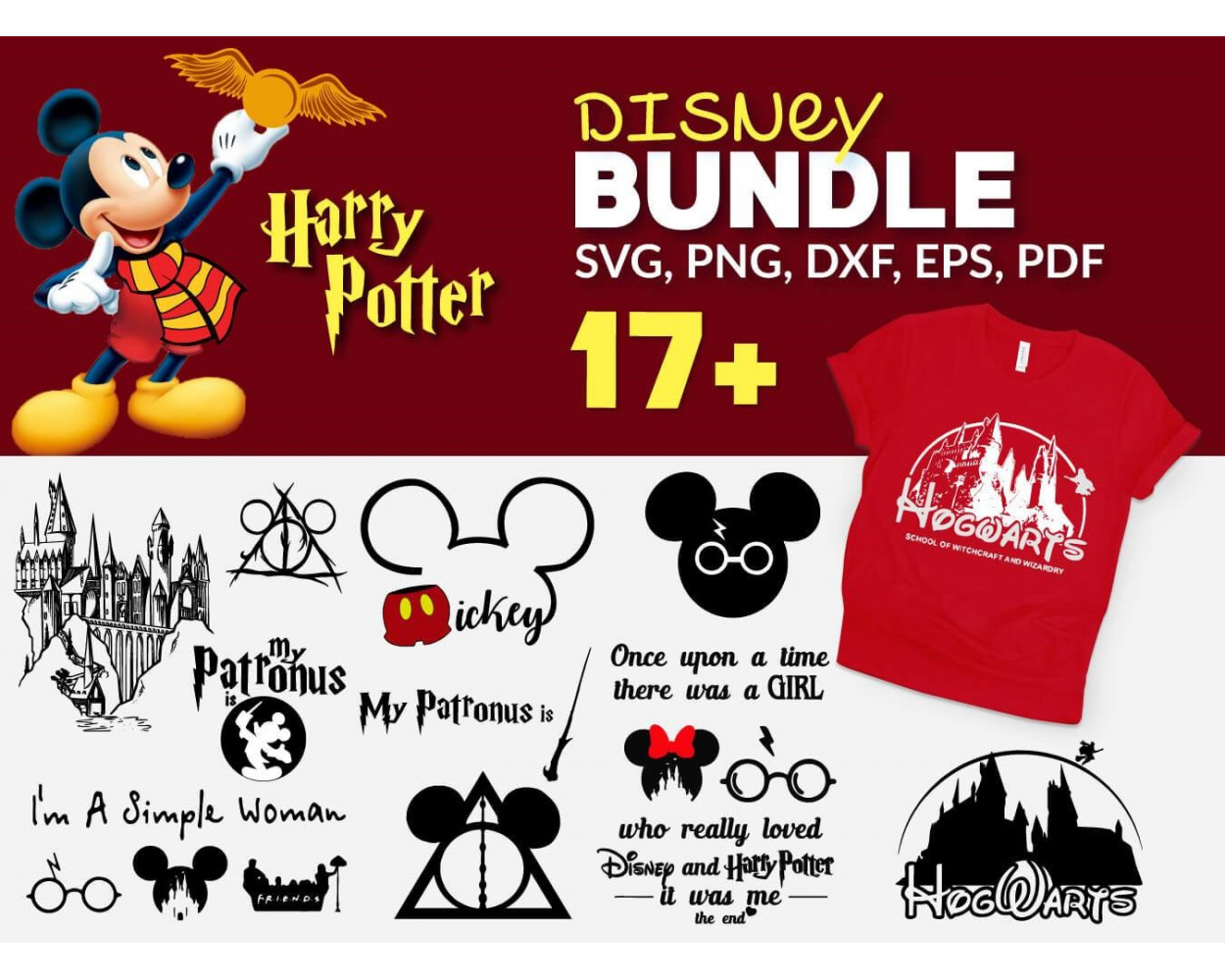 Harry Potter SVG 17+ Bundle, Harry Potter Cricut, Disney Clipart