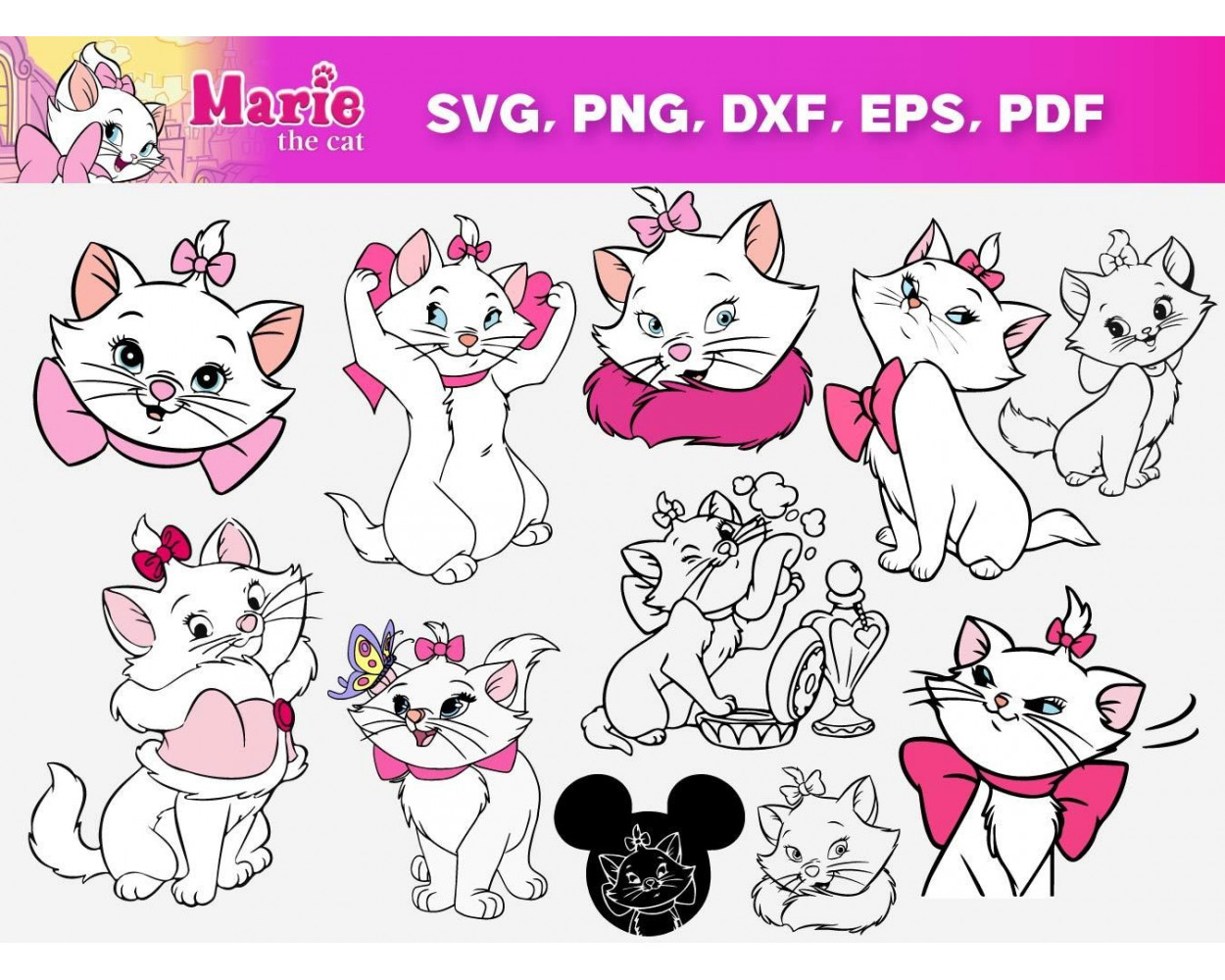 Marie Cat SVG 300+ Bundle, Marie Cat Cricut, Marie Cat Clipart