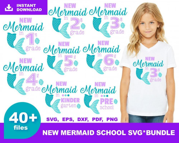 New Mermaid School SVG Bundle 40+