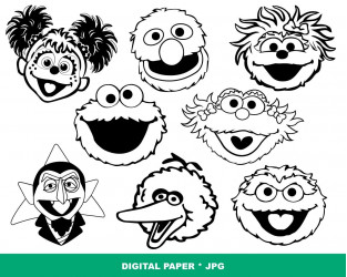 Sesame Street Characters Faces svg, png - Digital File- LAYERED, insta