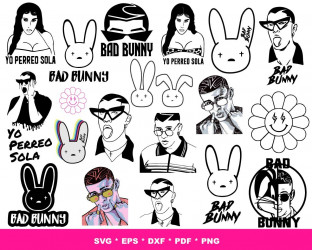 Bad Bunny Svg, Bad Bunny Silhouette Cut Files, Bad Bunny Monogram, Bad –  Digitalcricut