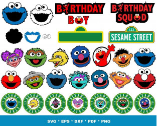 Sesame Street Characters Faces svg, png bundle - Digital File- LAYERED