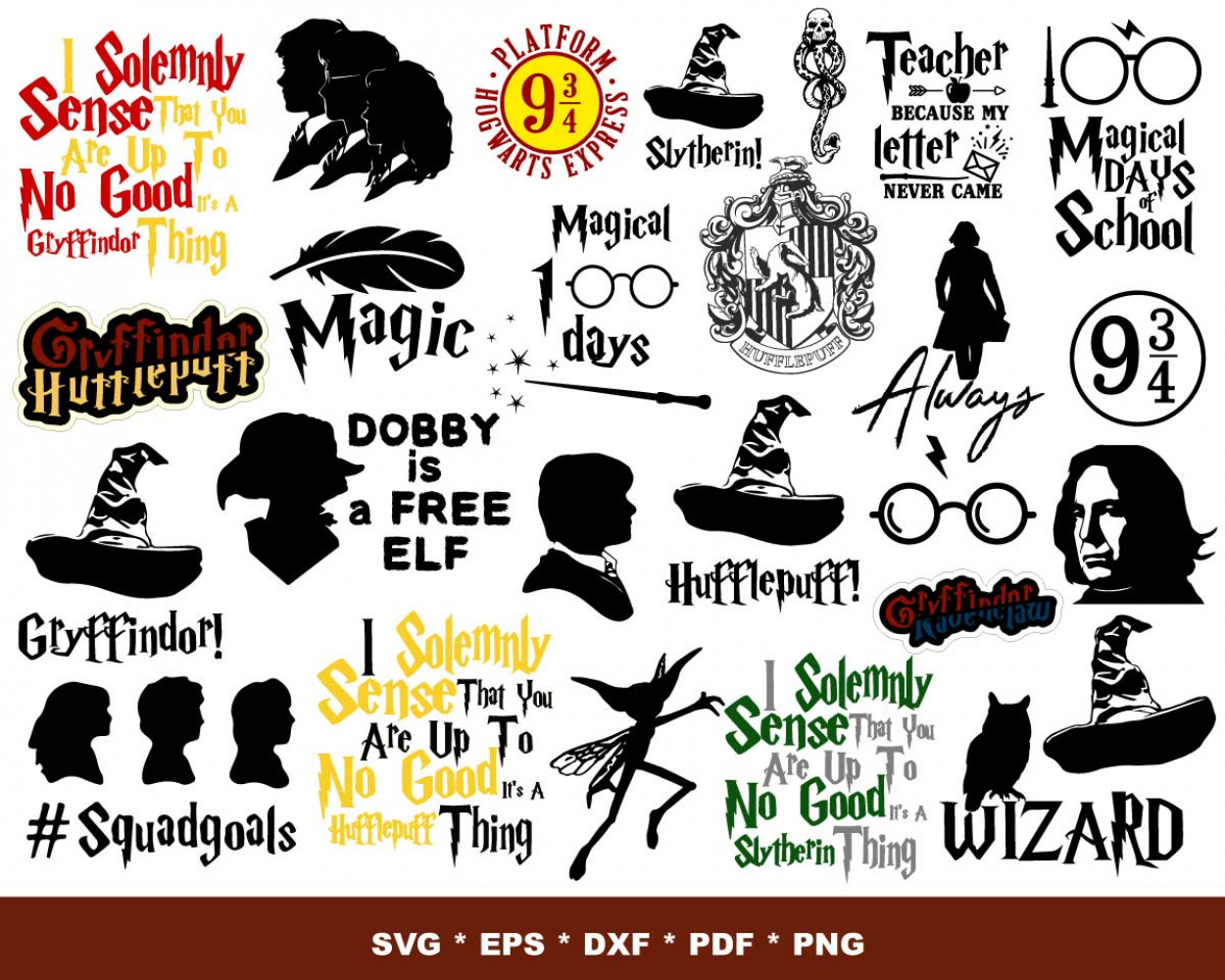 Harry Potter SVG Bundle, Digital Design Collection, Layered SVG and