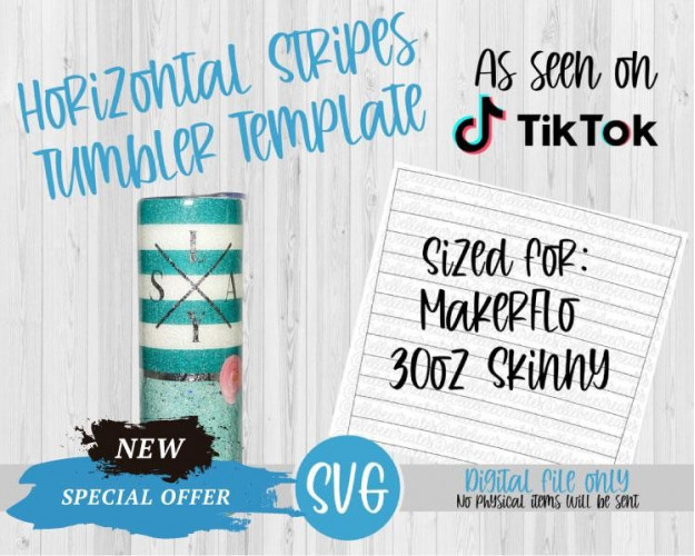 Tumbler Template SVG Horizontal Stripes 30oz Skinny, MakerFlo
