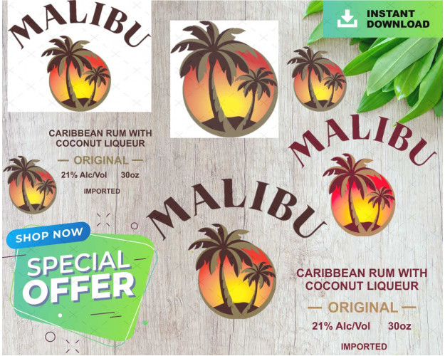 Malibu Rum Labels PNG