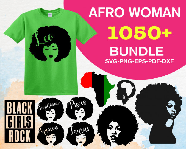 Afro Woman SVG Bundle 1050+