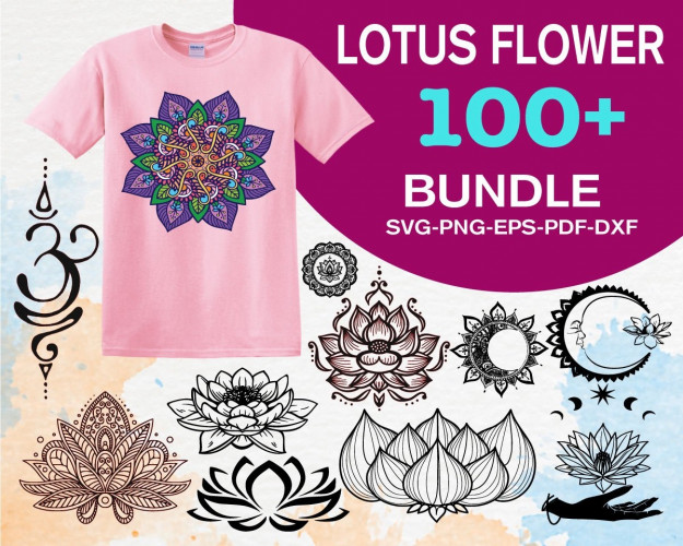 Lotus Flower SVG Bundle 100+