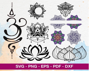 Lotus SVG, Lotus Flower SVG, Lotus Vector, Lotus Clipart, Lotus PNG, DXF, EPS