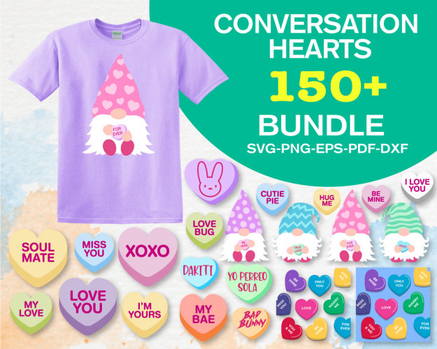 Conversation Hearts SVG Bundle 150+