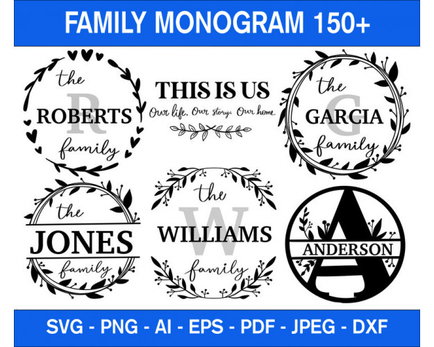 Family Monogram SVG Bundle 150+ 