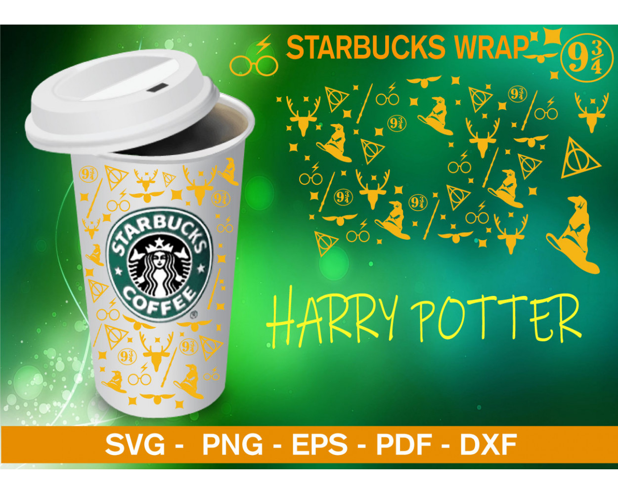 Harry Potter Full Wrap Themed Starbucks Cup Svg Venti Cup 24 Oz Starbucks Wrap Svg Png 2717