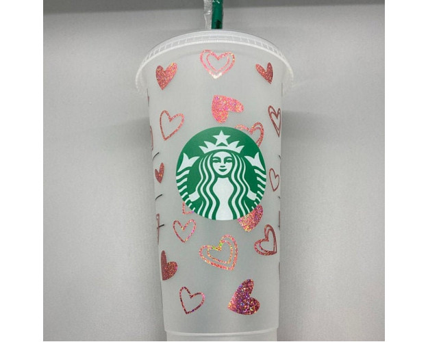 Cup Wrap Template SVG PNG Graffiti Hearts 24oz