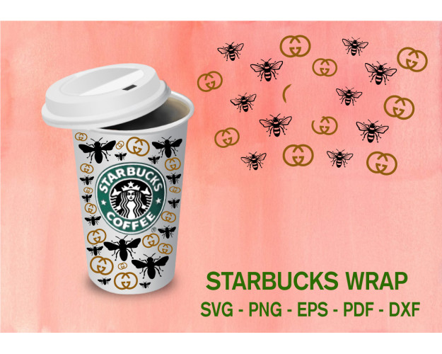Cup Wrap Template SVG PNG Bee Gucci Logo 24oz