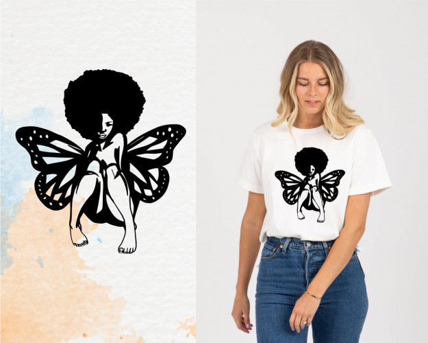 Black Woman Butterfly SVG