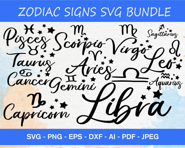 Zodiac Signs SVG Bundle 80+ 