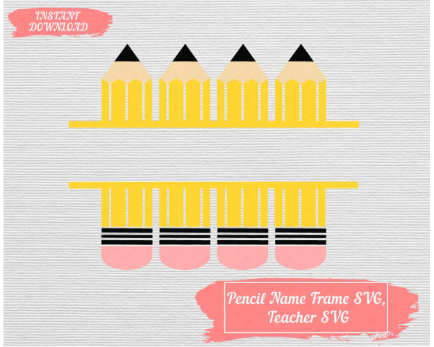 Pencil Name Frame SVG, Teacher SVG 