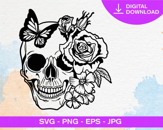 Skull Roses SVG