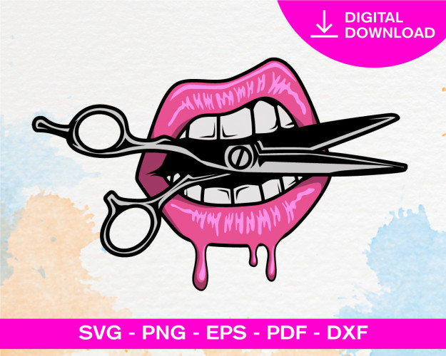 Lips Bite Scissors SVG