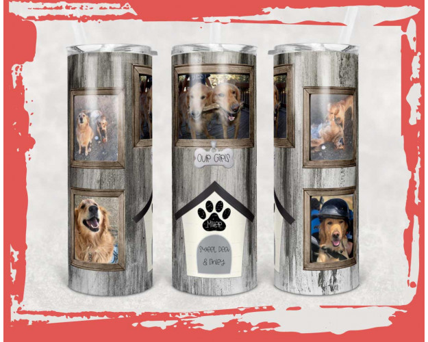 Tumbler Template PNG Dog Picture Frame 20oz Skinny