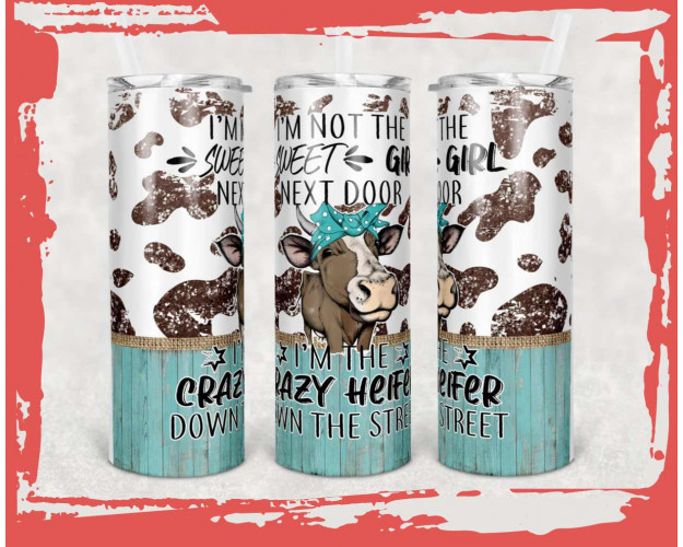 Tumbler Template PNG Crazy Cow Neighbor Down Street 20oz Skinny
