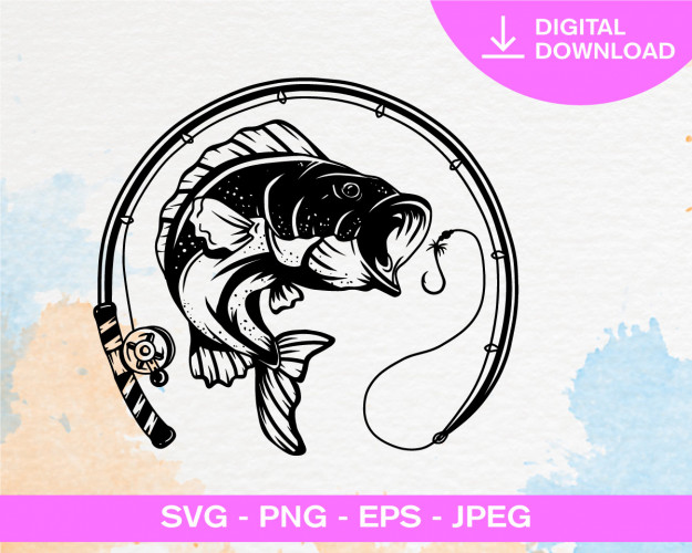 Bass Fishing Logo SVG