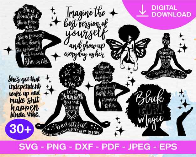 Black Woman SVG Bundle 30+