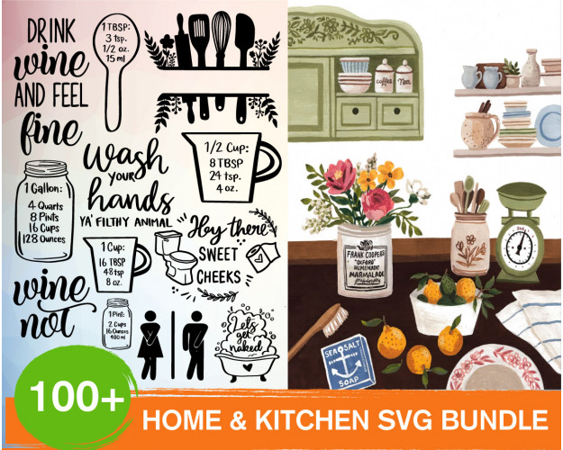 Home and Kitchen SVG Bundle 100+