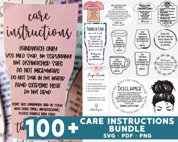Care Instructions SVG Bundle 100+