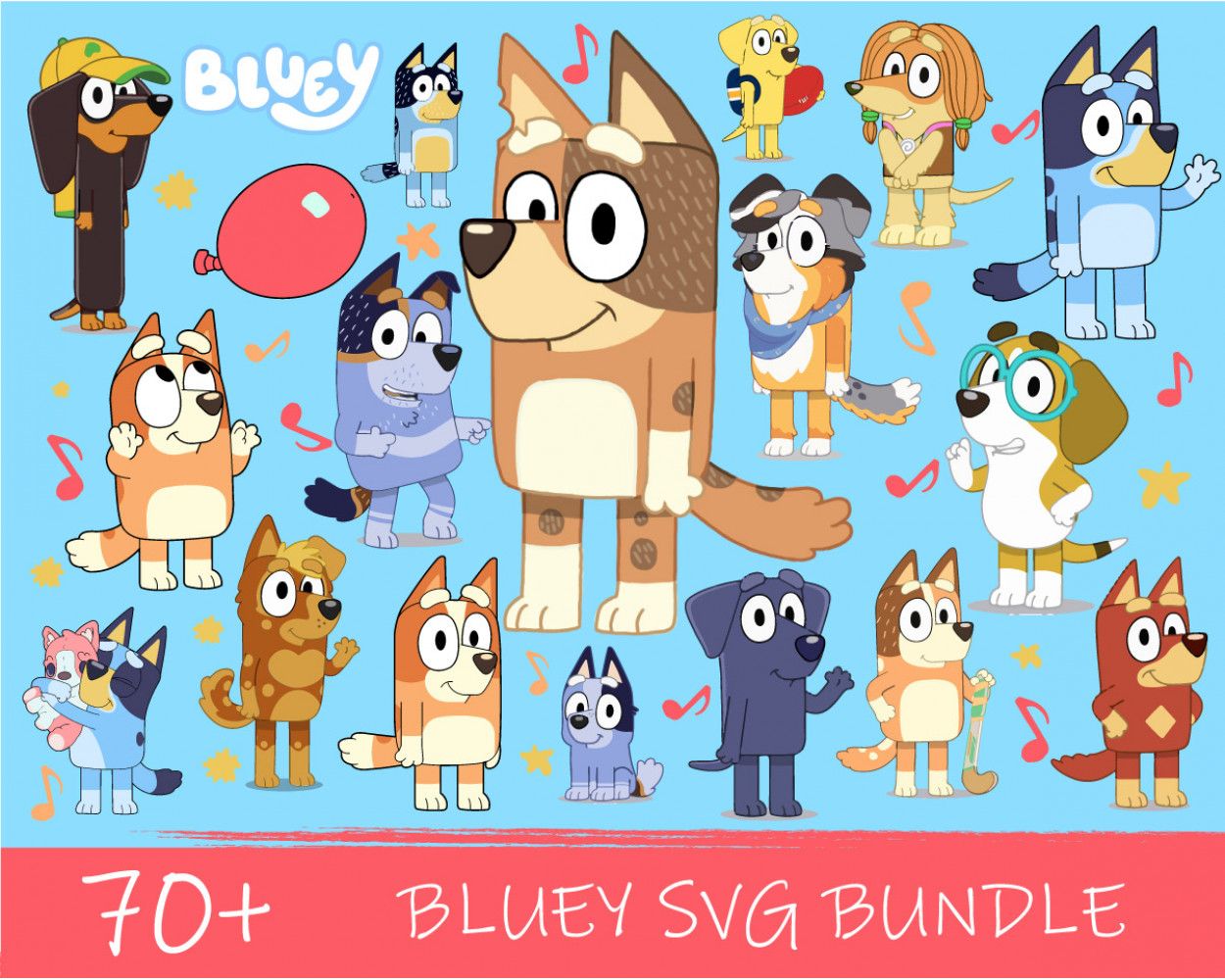 Bluey SVG 70+ Bundle, Bluey Cricut, Bluey Clipart