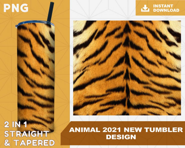 Tumbler Template PNG Animal Tiger 20oz Skinny