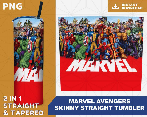 Tumbler Template PNG Marvel Avengers 20oz Skinny