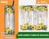 Tumbler Template PNG Sunflower White 20oz Skinny