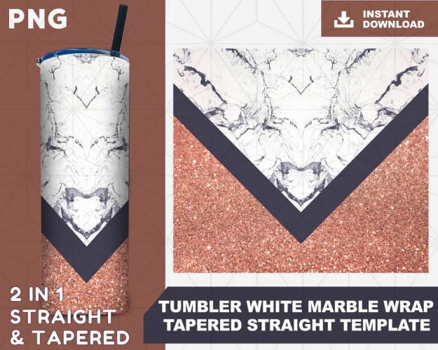 Tumbler Template PNG White Marble 20oz Skinny
