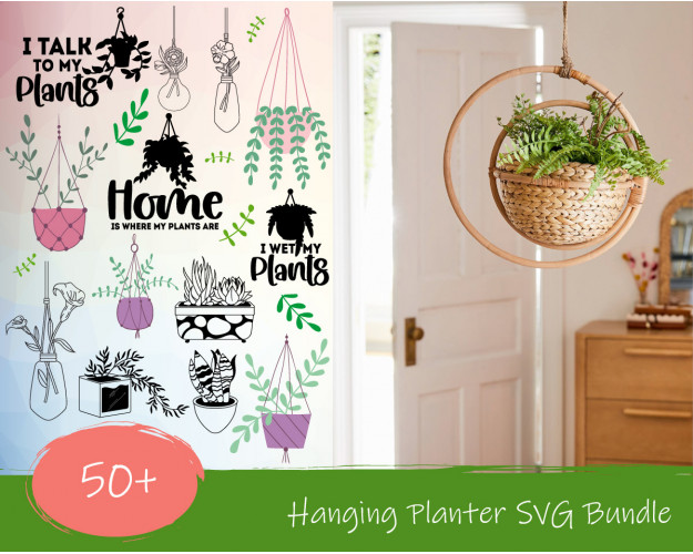 Hanging Planter SVG Bundle 50+