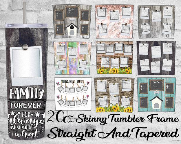 Tumbler Template PNG SET Picture Frame 20oz Skinny 
