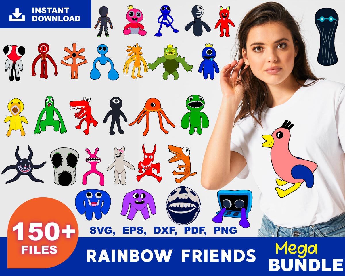 30+ rainbow friends Clipart PNG bundle, Blue PNG Bundle – Gigabundlesvg