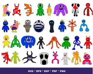 Roblox-inspired Rainbow Friends Characters PNG Digital Download