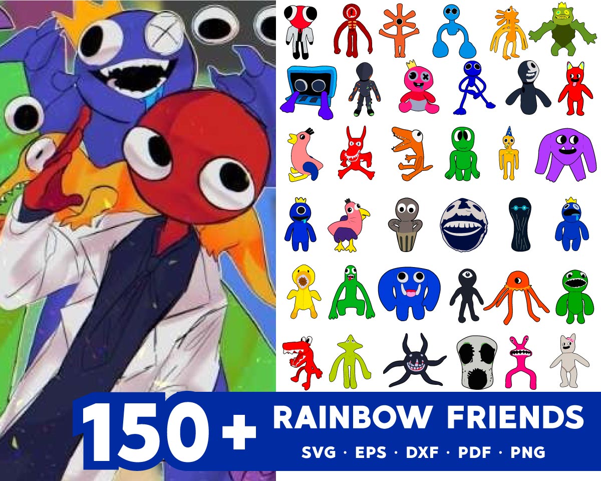 Rainbow Friends SVG,Cartoon Game SVG,Rainbow Friends PNG,Rainbow Friends  DXF,Rainbow Friends EPS,Rainbow Friends PDF,Rainbow Friends,Digital  Download,Rainbow birthday,Transparent PNG,Rainbow Cricut SVG,Rainbow SVG  Bundles,Rainbow Friends draw