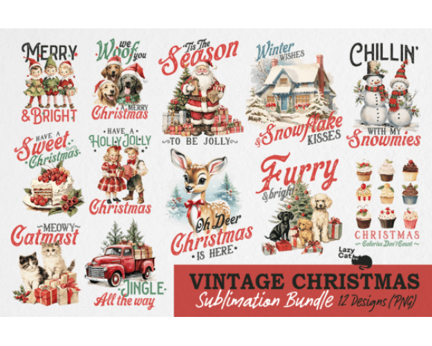 Vintage Christmas PNG Design, Classic holiday creations, High-quality PNG design, Timeless elegance, Nostalgic designs
