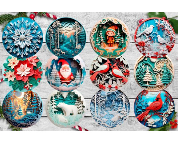 3D Christmas Ornament Sublimation Design - Add Depth and Dimension to Your Festive Creations