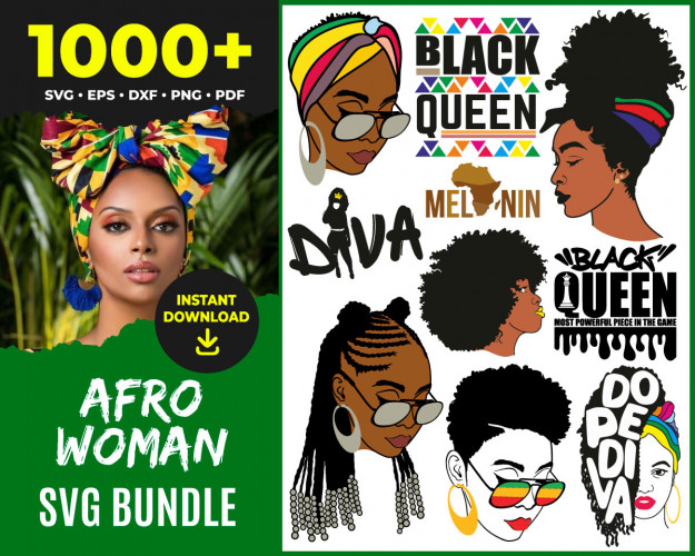 Afro woman svg bundle, black woman svg, african american svg, black girl svg, black queen svg, 