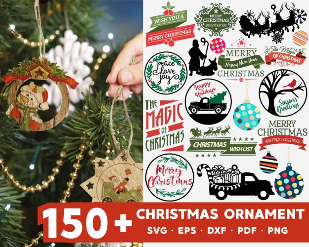Christmas Ornament SVG Bundle 150+